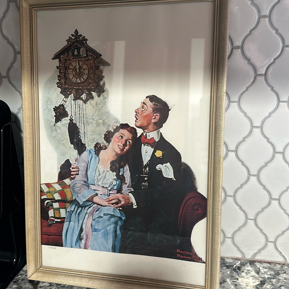 Rockwell vintage print “ courting  couple at midnight”